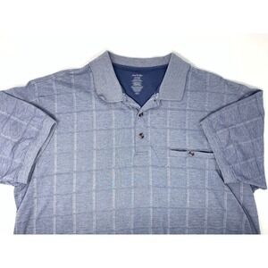 David Taylor Pullover Blue Plaid Mens Short Sleeve‎ Ribbed Hem Polo Shirt SZ 2XL